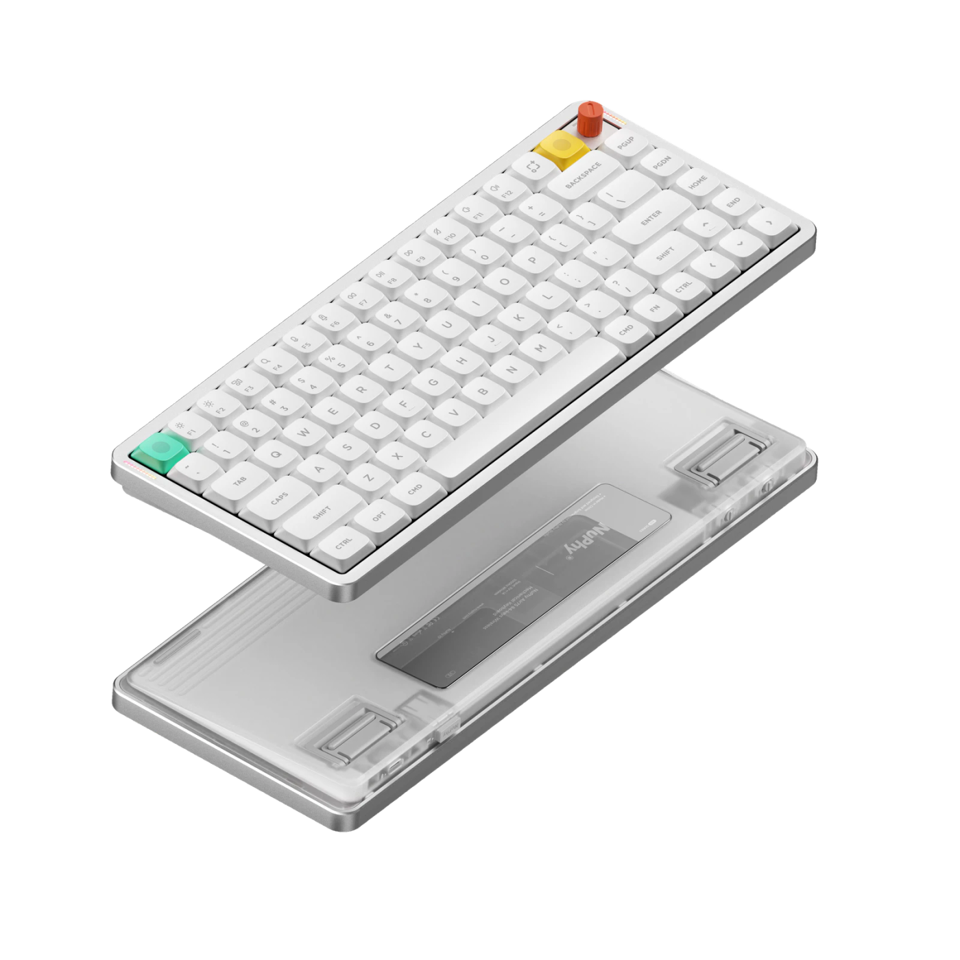 NuPhy Air75 V3, цвет белый, крупный план, вид спереди