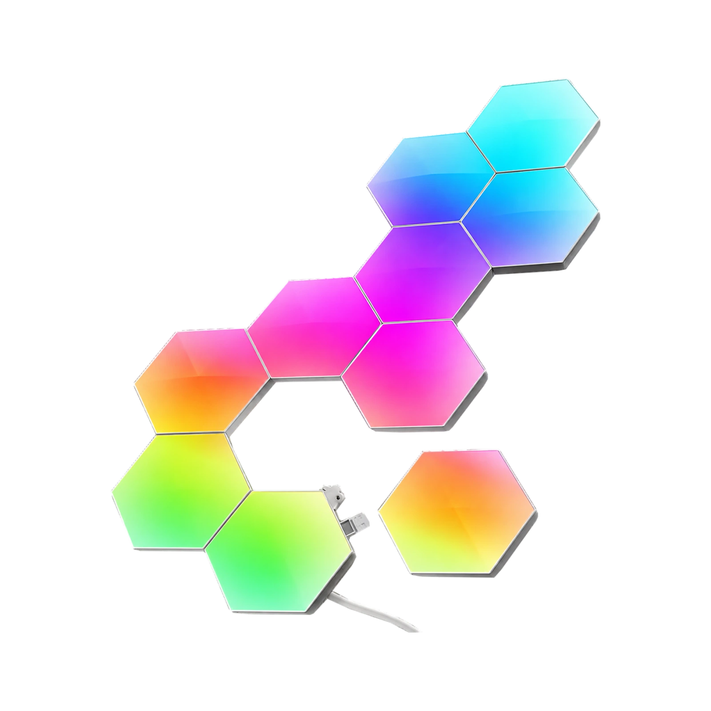 RGB соты шестиугольники, вид спереди под углом