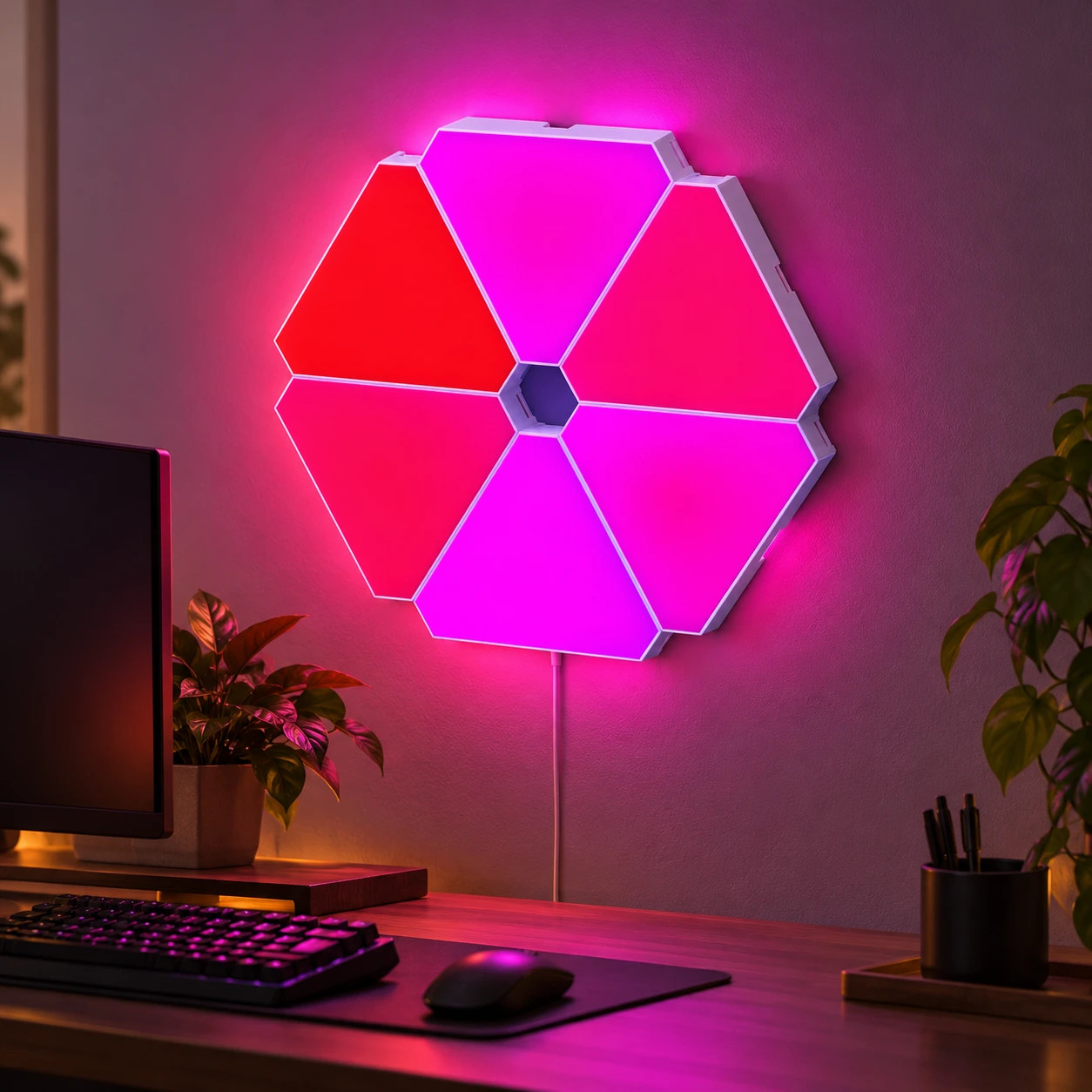 Интерьер Desk Setup — RGB соты треугольники · 1:1
