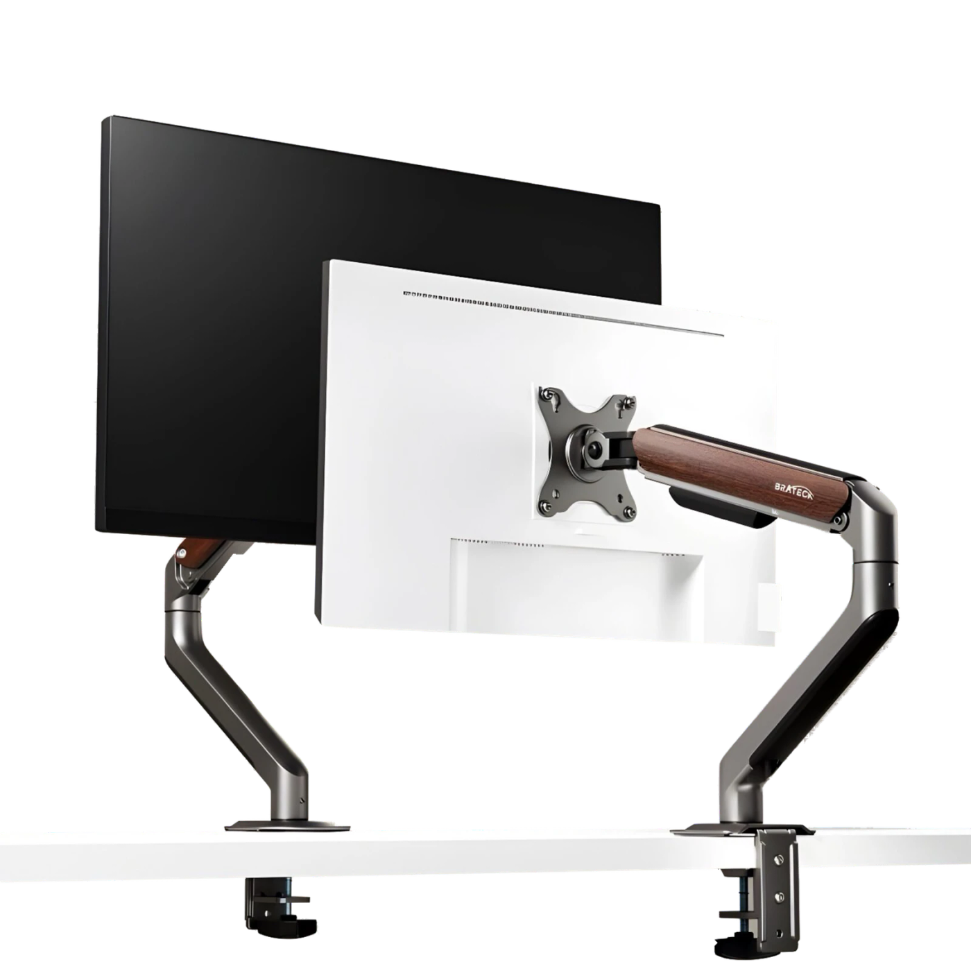 Brateck E350 Single Wooden Monitor Arm, крупный план